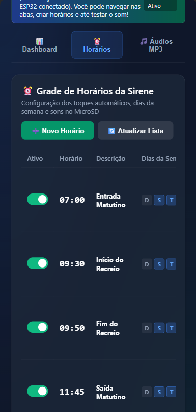 Interface Real da Grade de Horários SomFácil no Celular