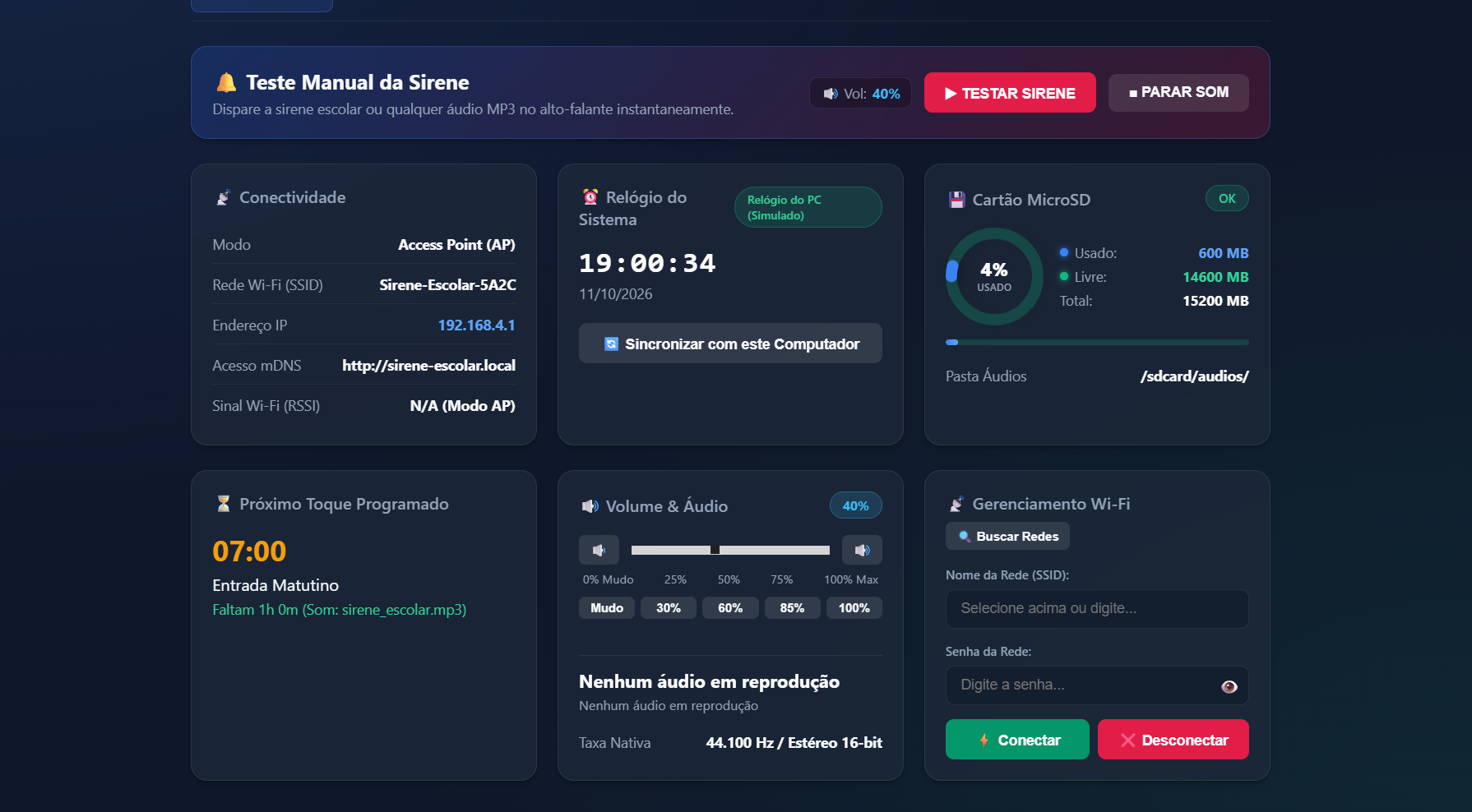 Interface Real do Dashboard SomFácil no Computador
